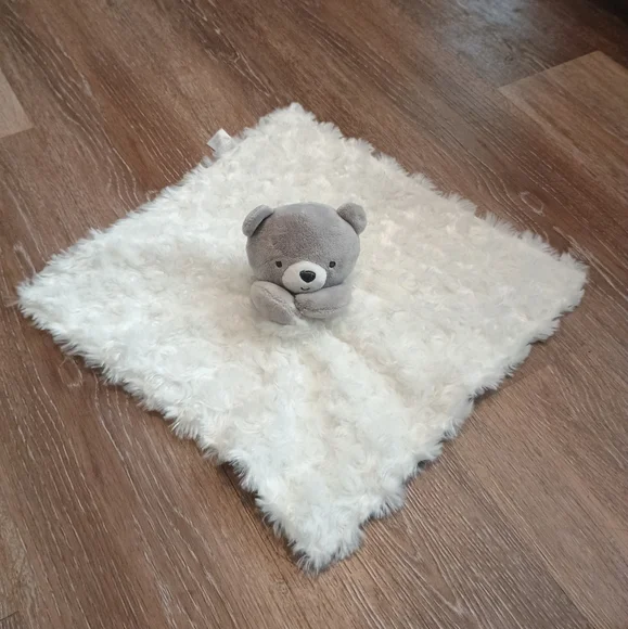 Carters Just One You Grey White Rosette Bear Clouds Lovey Baby Security Blanket - Picture 4 of 14